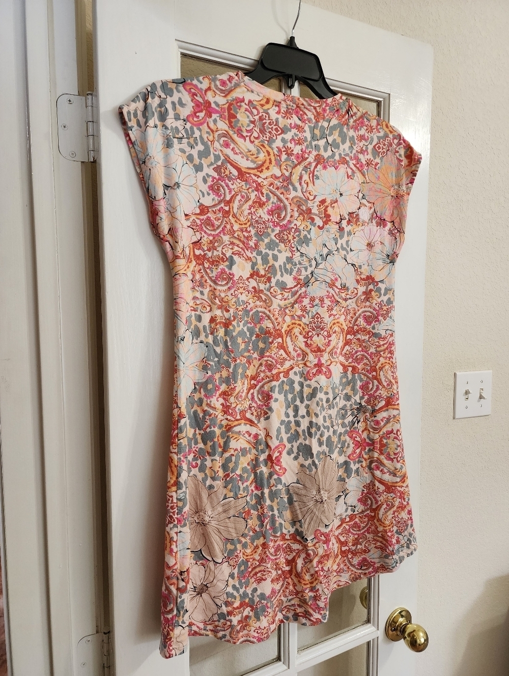 Johnny Was Pima Cotton Modal Floral Paisley Cap Sleeve Dress Tunic Sz S - Picture 4 of 9